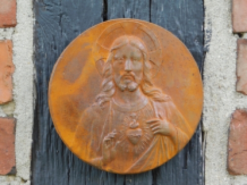 Wandteller Jesus - Gusseisen - Rostfarbe