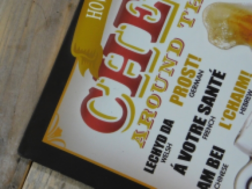 Wandschild Bier - ''Cheers'' in vielen Sprachen - Metall