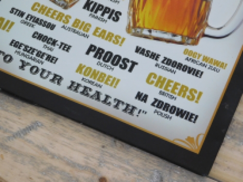 Wandschild Bier - ''Cheers'' in vielen Sprachen - Metall