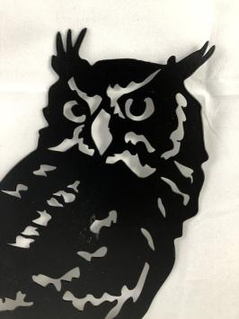 Scherenschnitt Eule - Metall matt-schwarz