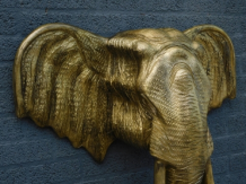 Wandornament Olifantenkop XXL - 105 cm - Goud/Zwart - Polystone