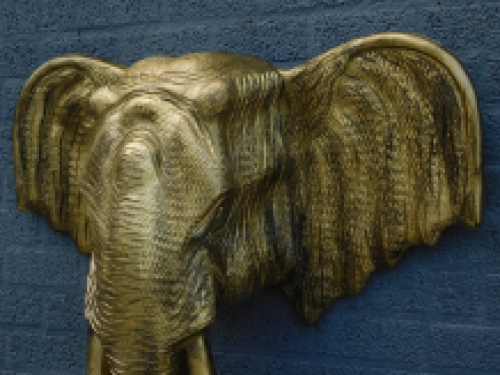 Wandornament Olifantenkop XXL - 105 cm - Goud/Zwart - Polystone